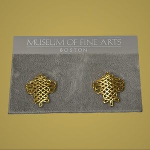 Museum of Fine Arts Boston Gold Plated Knot Post Earrings NWOT